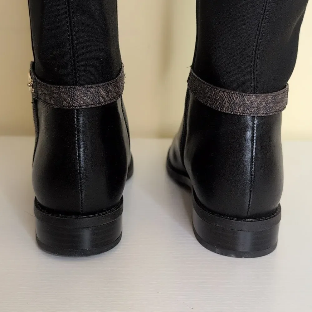 Michael Kors 5.5 Finley Leather Boot In Black/Brown, NEW In Box